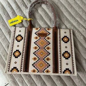 Wrangler Tan and Brown Geometric Tote Bag